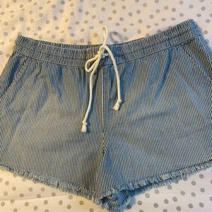 SOLD ON MERCARI-White Stripped Blue Shorts